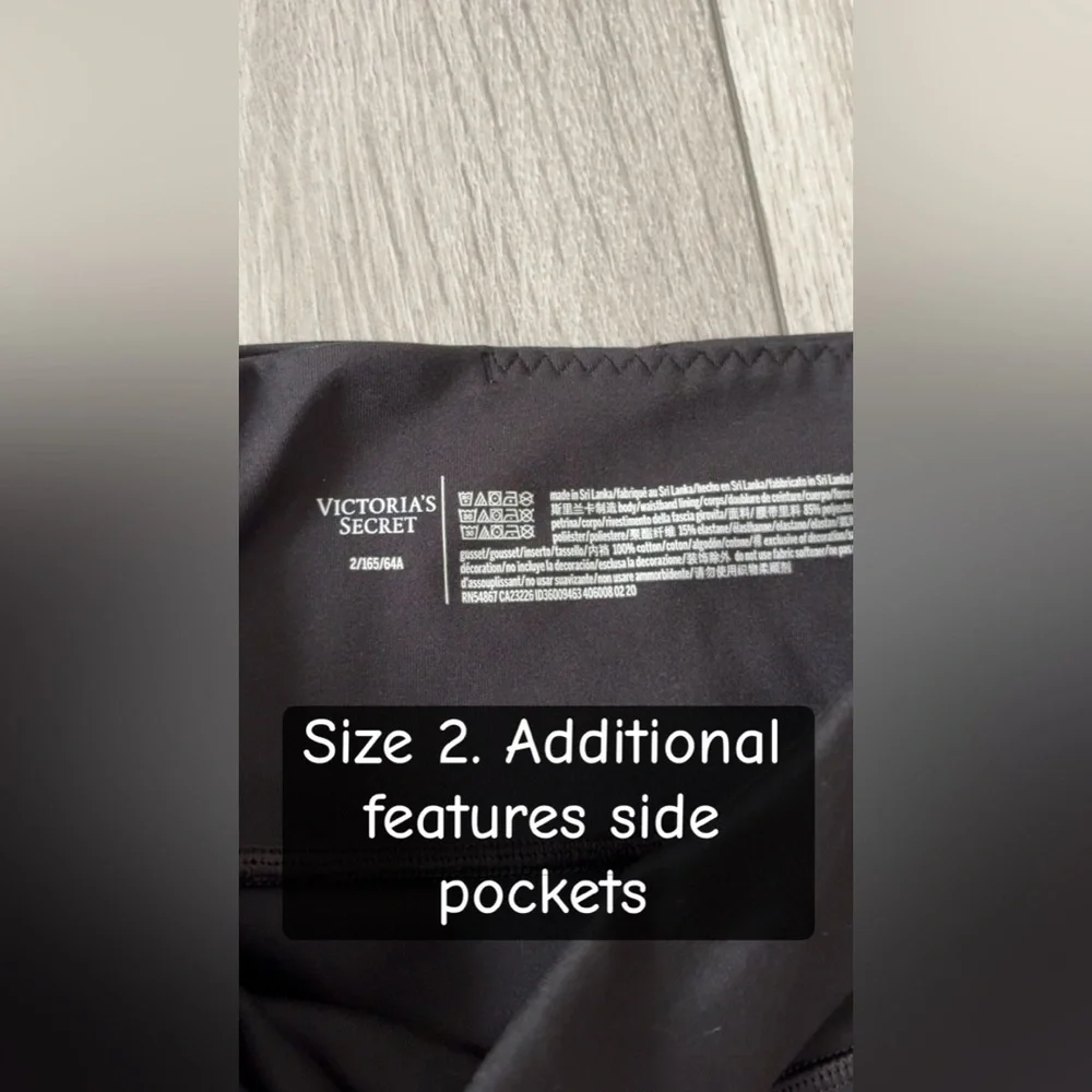 Victorias Secret Size 2 Small Black Athletic Leggings Side Pockets Full Length - Picture 7 of 7